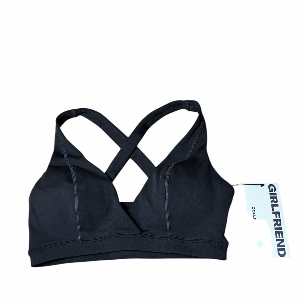 Girlfriend Collective black criss cross back bra